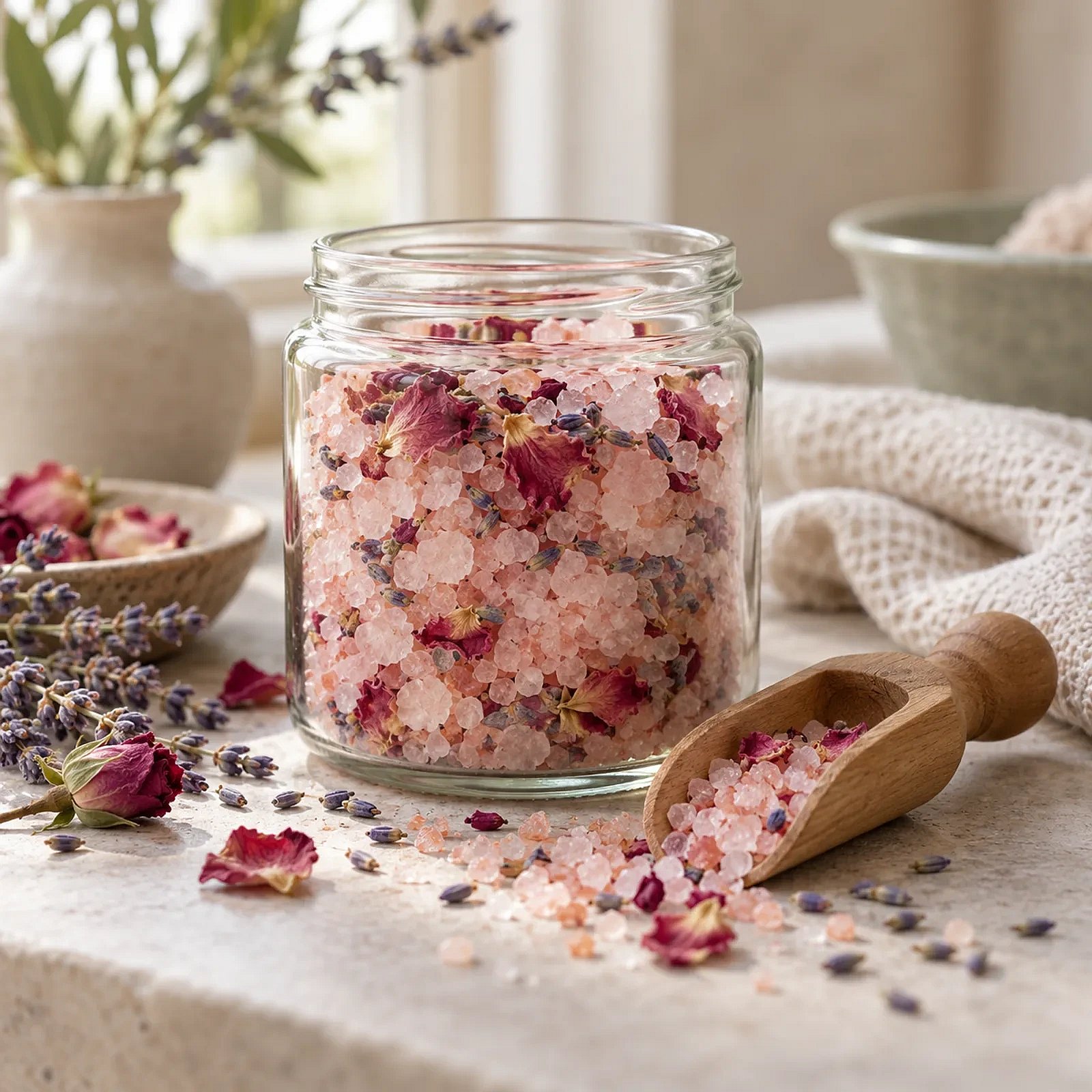 Badesalz Rose und Lavendel
