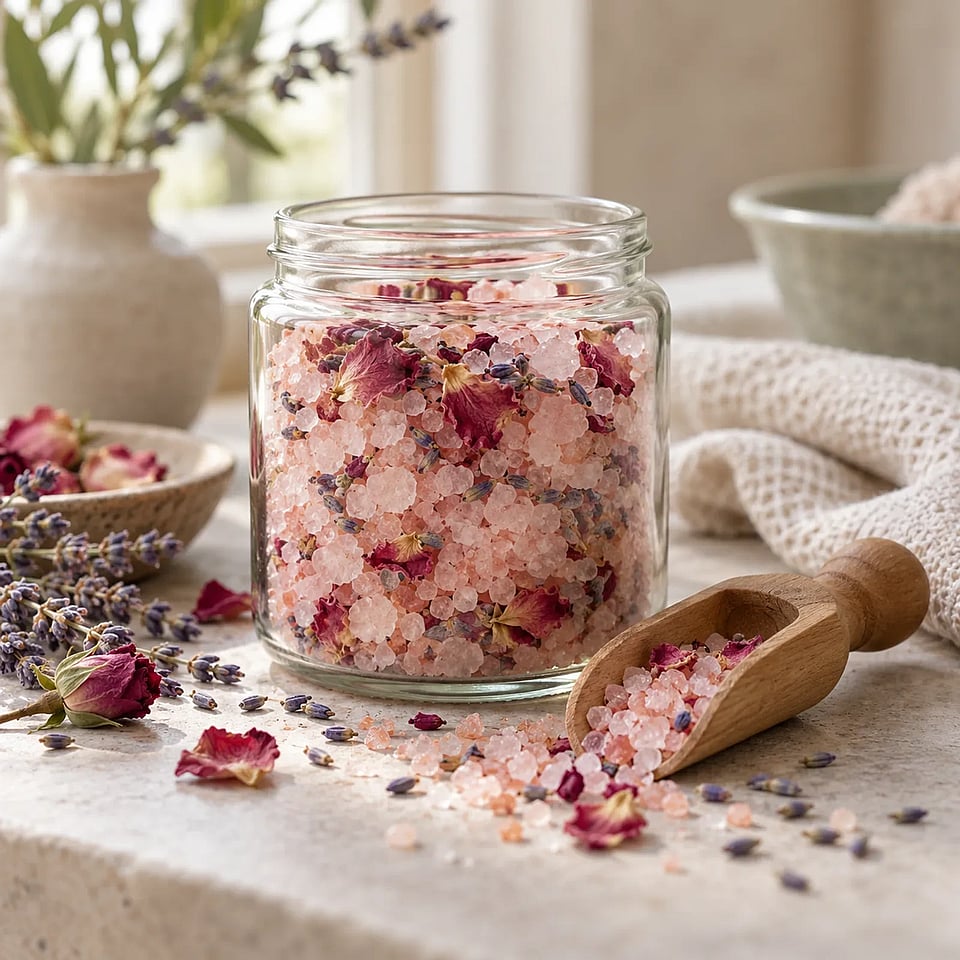 Badesalz Rose und Lavendel